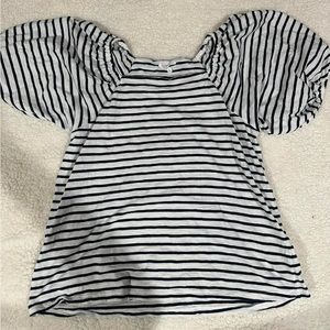 Charleston Striped Balloon Sleeve Top